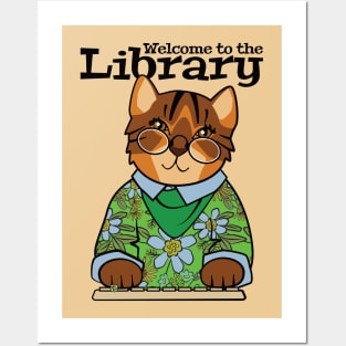 Welcome to the Library Brown Cat Posters and Art